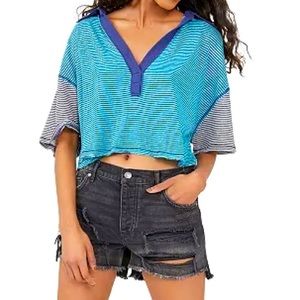 Free People Polo Crop Tee SZ-XL